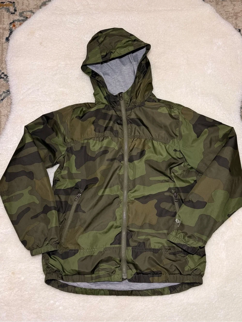 Gap Kids Camo Windbreaker hooded full zip size XXL